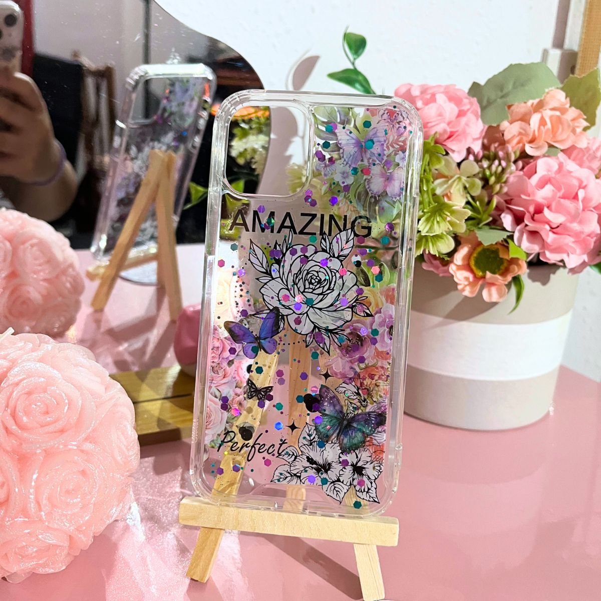 Funda Scrap Diseño Floral y Brillo