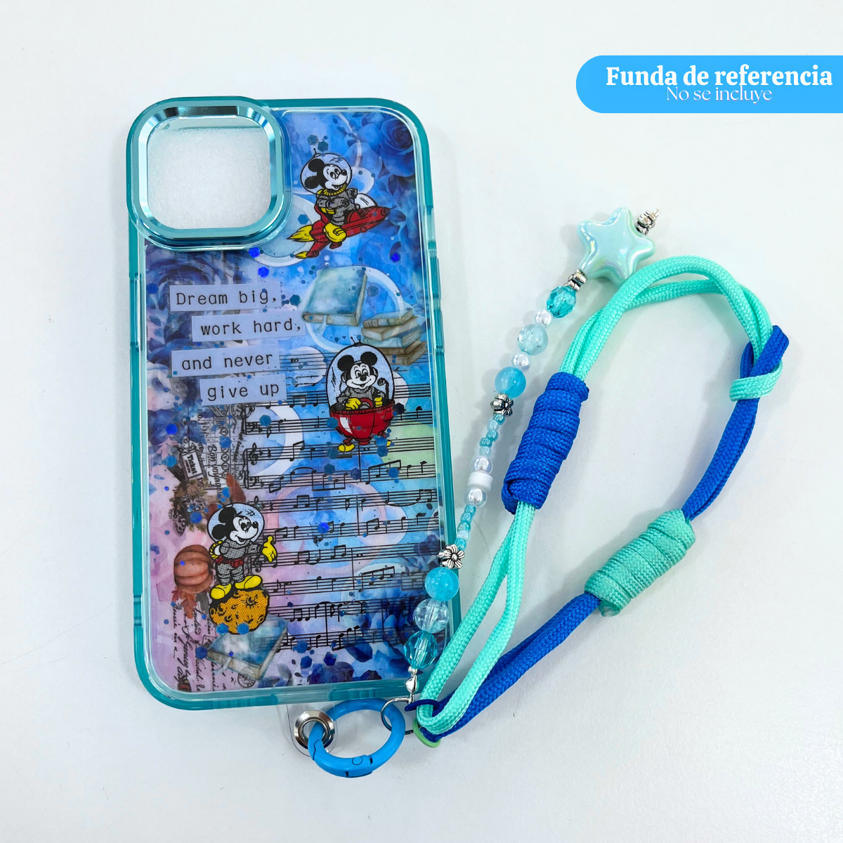 Llavero cordon azul y turquesa