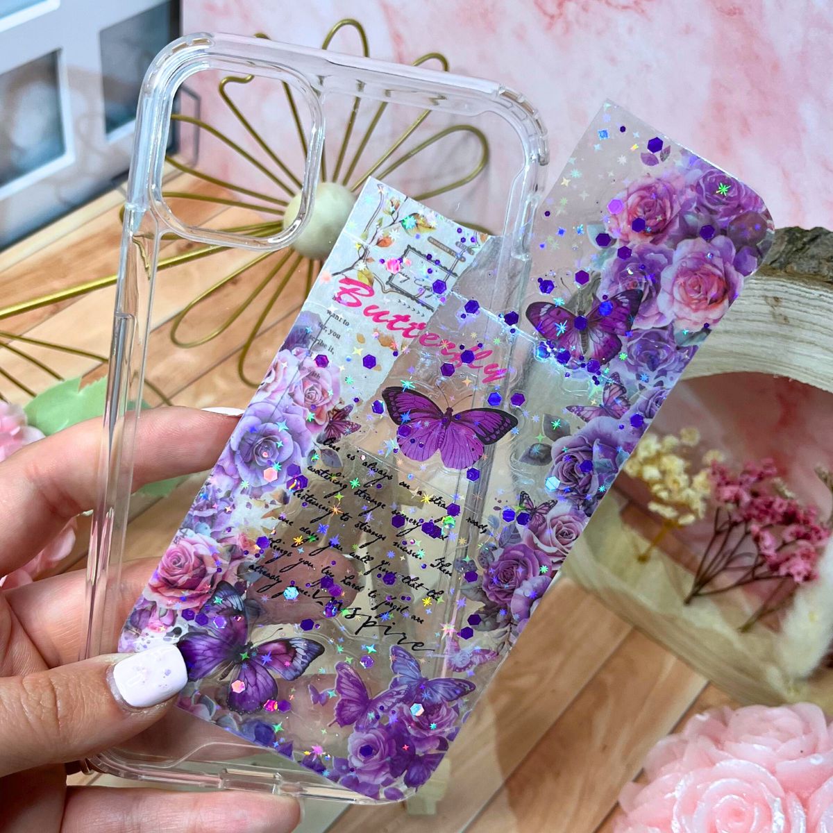 Funda Scrap mariposa magenta