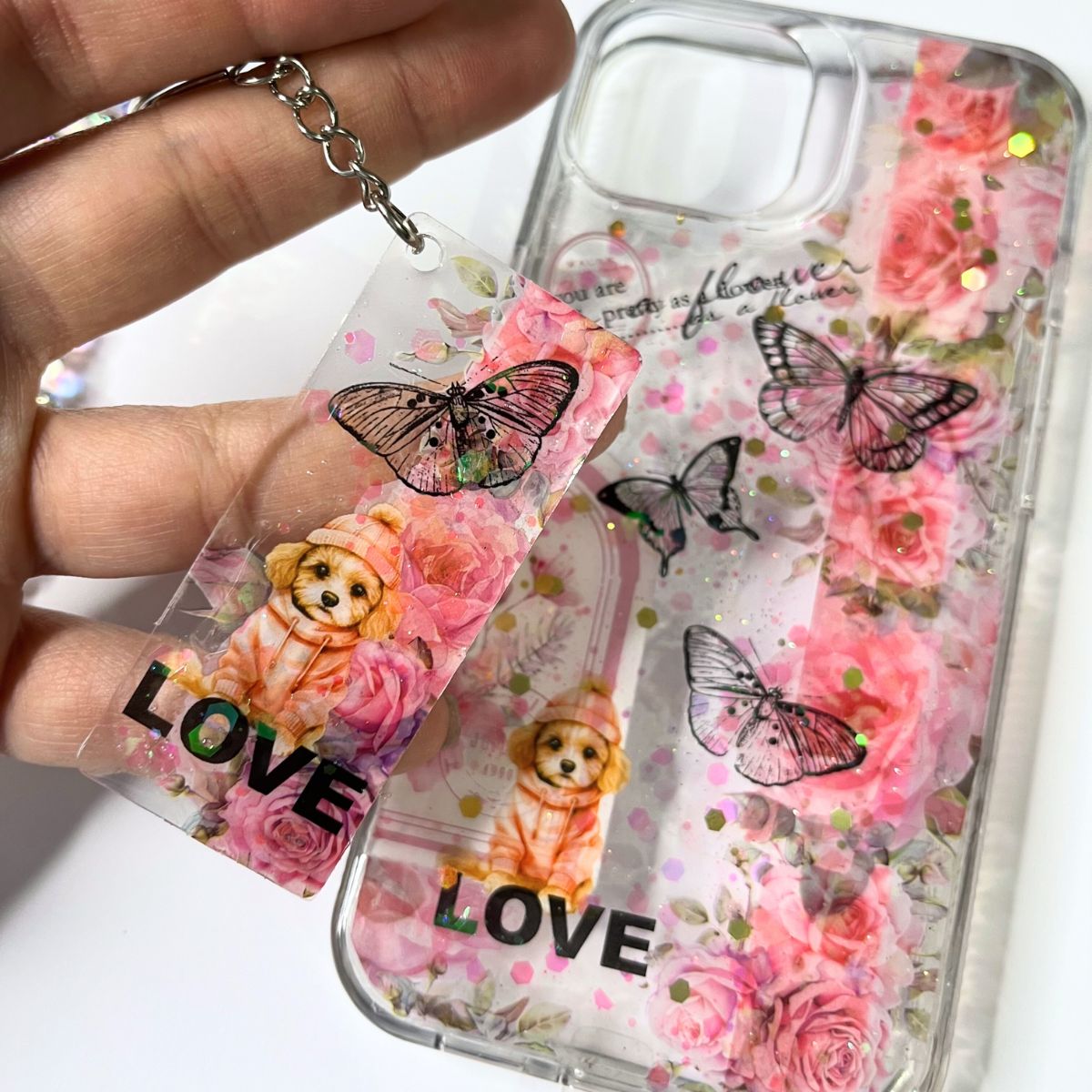 Juego de funda scrap + llavero love dog